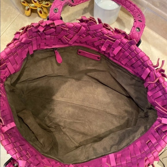 Bottega Veneta Amethyst Fringe Tote Leather Rare Find Excellent Condition - Picture 4 of 13
